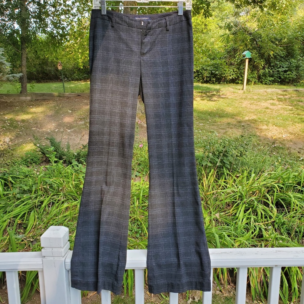 Banana Republic Pants Size 2 Plaid Black & Blue